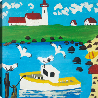 Birds & Boats Canvas Wall Art – 21" x 21"  | Œuvre d’art murale « Birds & Boats » sur toile - 21 po x 21 po