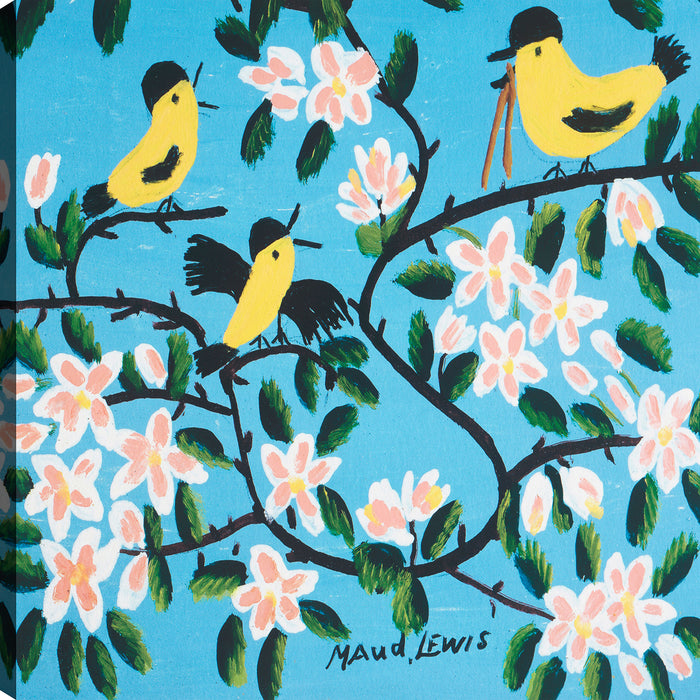 Yellow Birds Canvas Wall Art - 21\" x 21\"