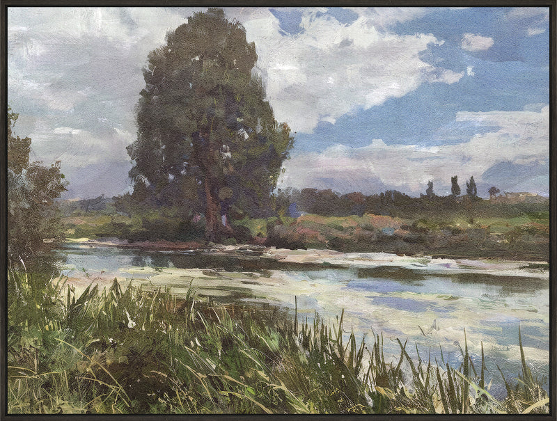 Summer River Framed Canvas Art – 31\" x 41\"
