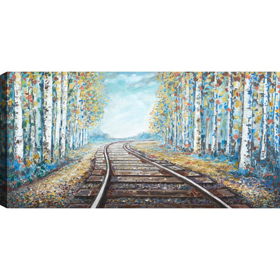 Train Tracks Acrylic Painting – 30" x 60" | Peinture acrylique « Train Tracks » - 30 po x 60 po