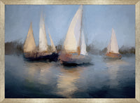 Boats Sailing Framed Linen Finish Art - 22