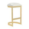 Manhattan Comfort Aura 28.54\" Polished Brass Stainless Steel Barstool - White