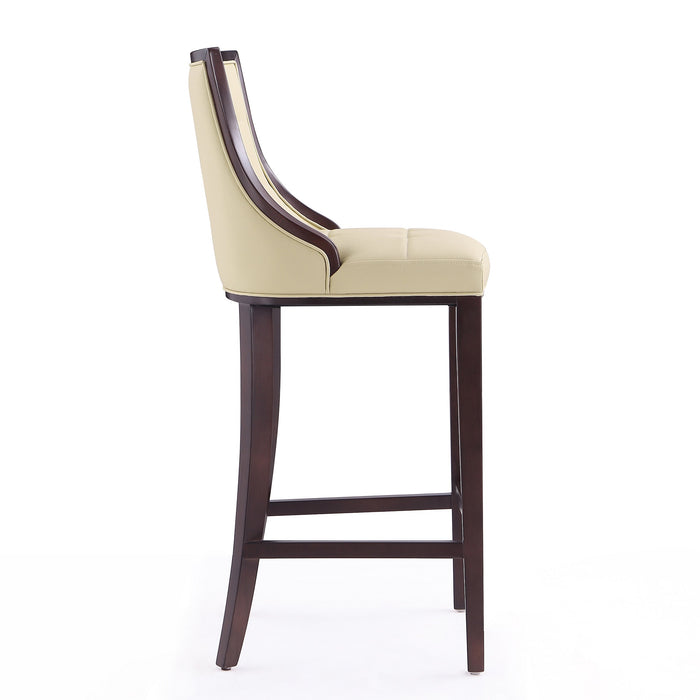 Manhattan Comfort Fifth Avenue 45\" Beech Wood Barstool - Cream & Walnut