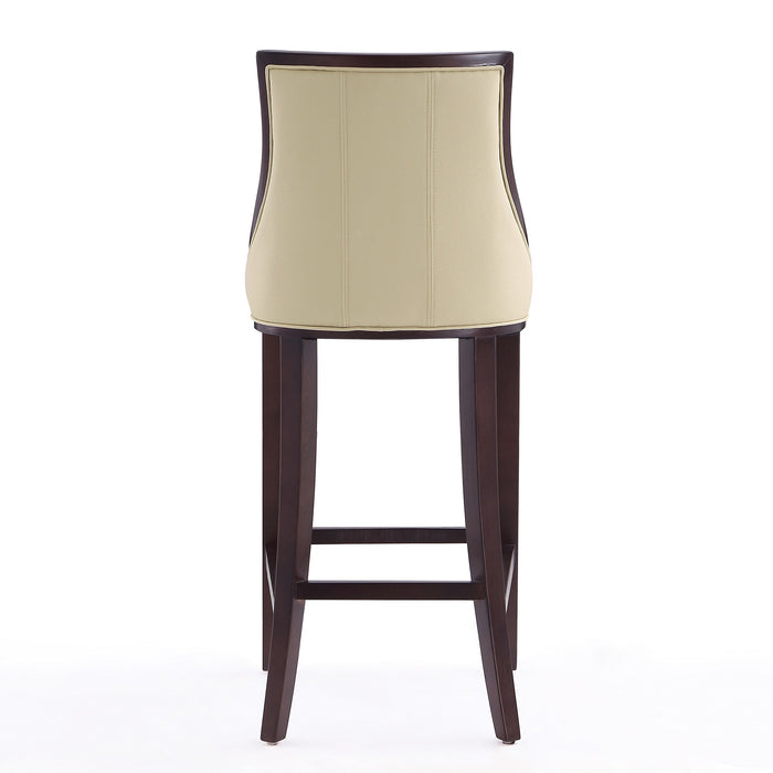 Manhattan Comfort Fifth Avenue 45\" Beech Wood Barstool - Cream & Walnut
