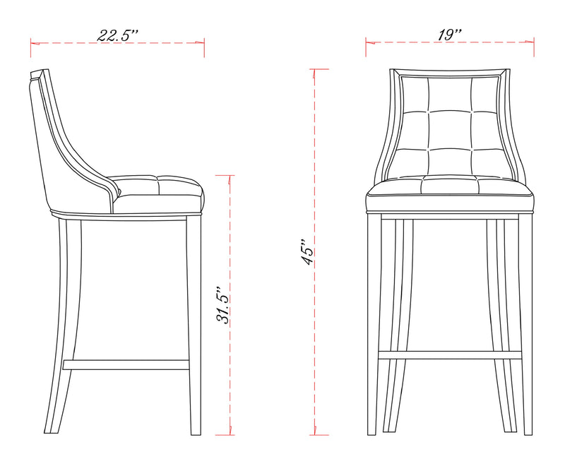Manhattan Comfort Fifth Avenue 45\" Beech Wood Barstool - Pearl White & Walnut