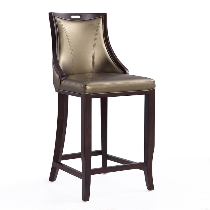 Manhattan Comfort Emperor 41\" Beech Wood Barstool - Bronze & Walnut