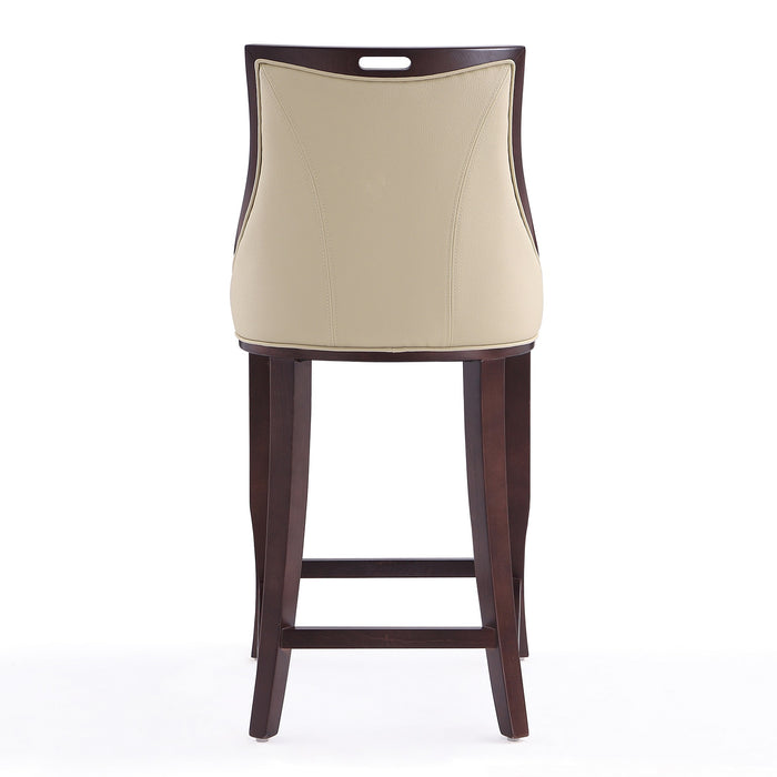 Manhattan Comfort Emperor 41\" Beech Wood Barstool - Cream & Walnut
