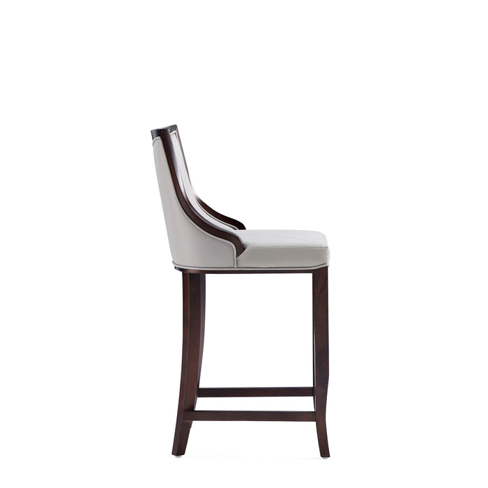 Manhattan Comfort Emperor Faux Leather Barstool - Light Grey