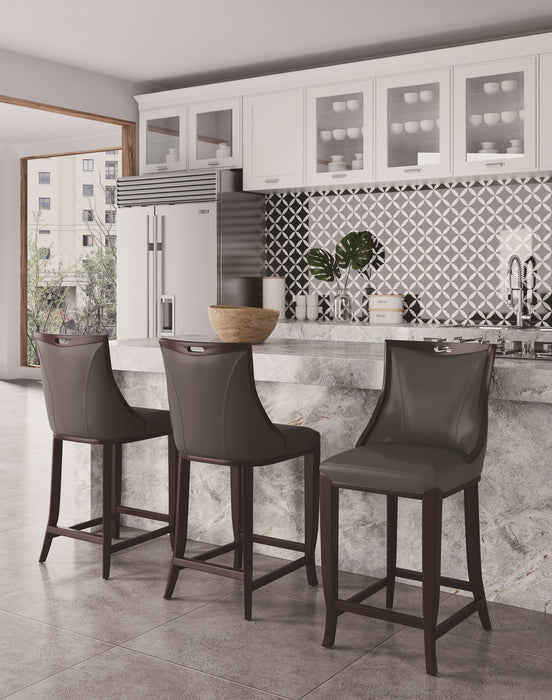 Manhattan Comfort Emperor Faux Leather Barstool - Pebble Grey