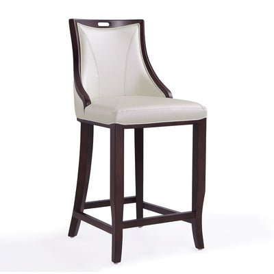 Manhattan Comfort Emperor 41" Beech Wood Barstool - Pearl White & Walnut|Tabouret bar Emperor de Manhattan Comfort de 41 po en hêtre - blanc perle et noyer