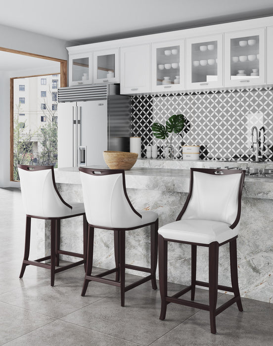 Manhattan Comfort Emperor 41\" Beech Wood Barstool - Pearl White & Walnut