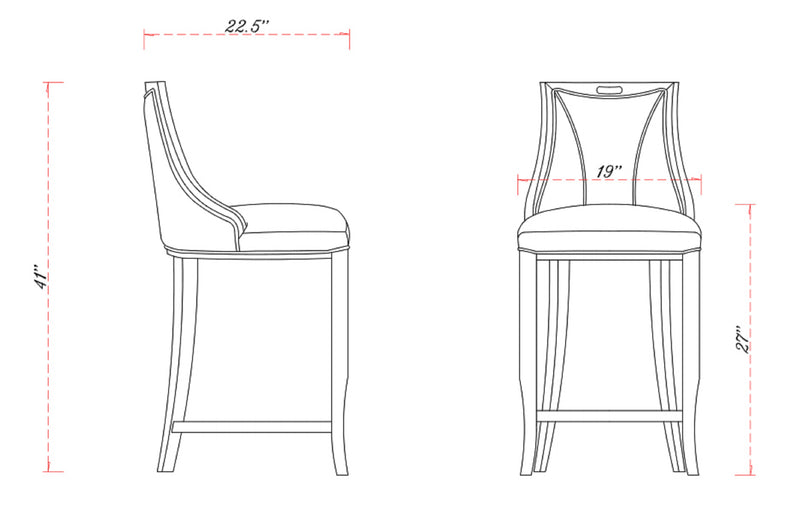 Manhattan Comfort Emperor 41\" Beech Wood Barstool - Pearl White & Walnut