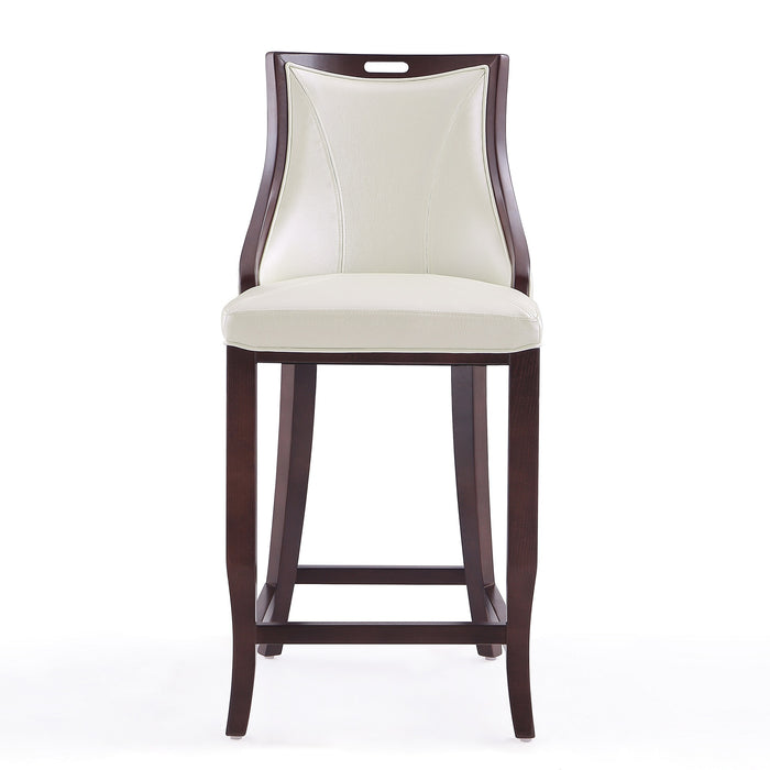 Manhattan Comfort Emperor 41\" Beech Wood Barstool - Pearl White & Walnut