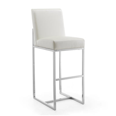 Manhattan Comfort Element 42.13" Polished Chrome Stainless Steel Barstool - Pearl White|Tabouret bar Element de Manhattan Comfort de 42,13 po en chrome poli et en acier inoxydable - blanc perle