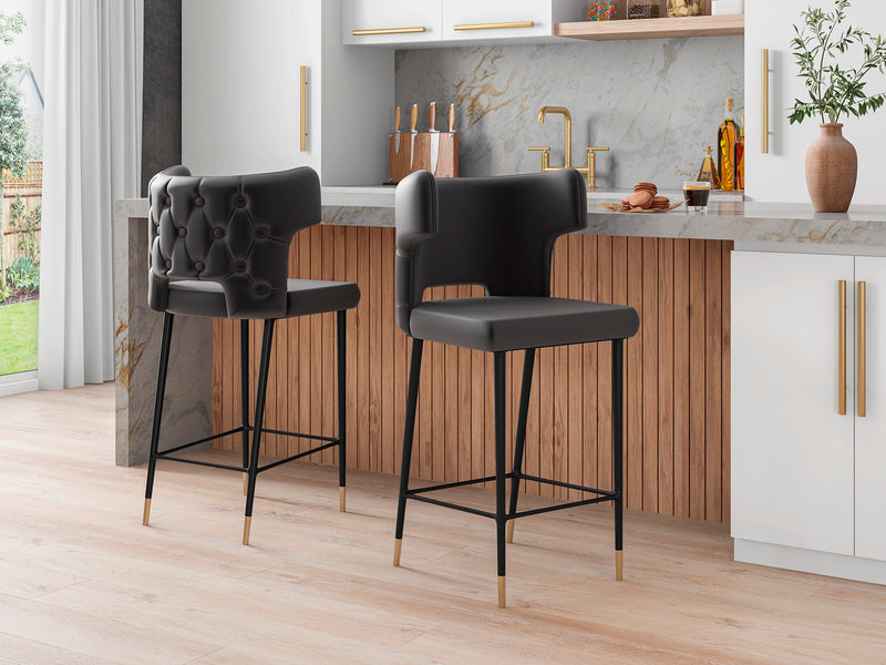Manhattan Comfort Holguin 41.34\" Wooden Barstool - Grey, Black & Gold