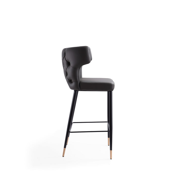 Manhattan Comfort Holguin 41.34\" Wooden Barstool - Grey, Black & Gold
