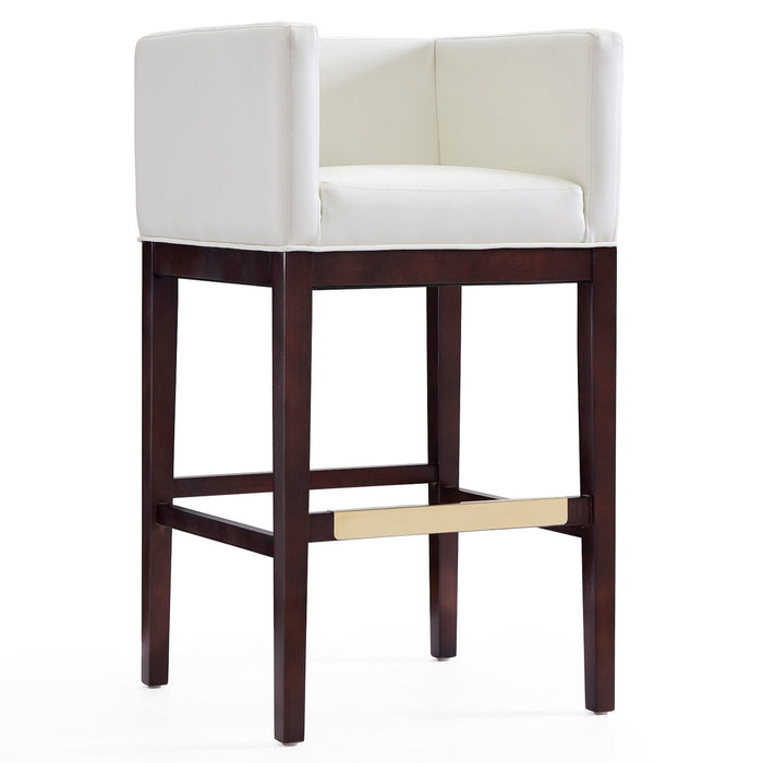 Manhattan Comfort Kingsley 38\" Beech Wood Barstool - Ivory & Dark Walnut