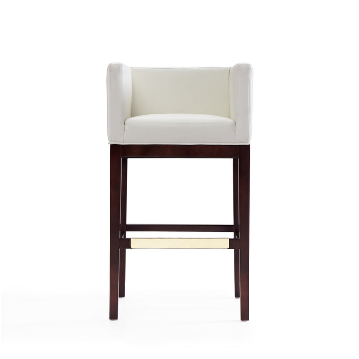 Manhattan Comfort Kingsley 38\" Beech Wood Barstool - Ivory & Dark Walnut
