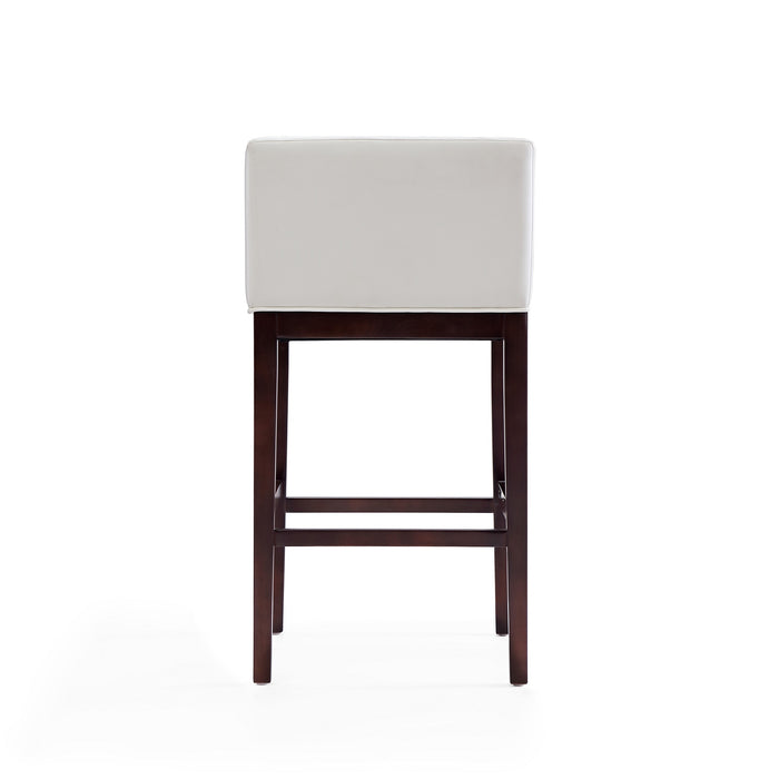 Manhattan Comfort Kingsley 38\" Beech Wood Barstool - Ivory & Dark Walnut