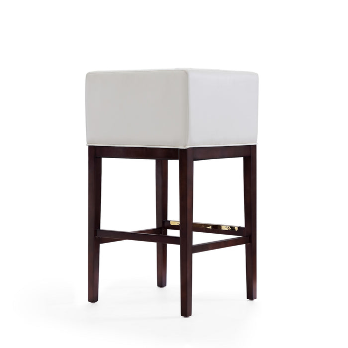 Manhattan Comfort Kingsley 38\" Beech Wood Barstool - Ivory & Dark Walnut