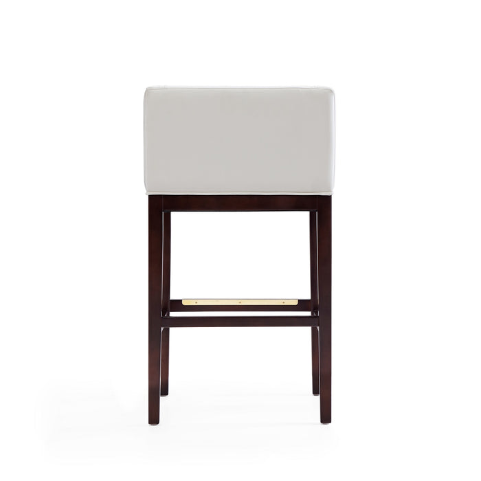 Manhattan Comfort Kingsley 38\" Beech Wood Barstool - Ivory & Dark Walnut