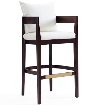 Manhattan Comfort Ritz 38" Beech Wood Barstool - Ivory & Dark Walnut|Tabouret bar Ritz de Manhattan Comfort de 38 po en hêtre - ivoire et noyer foncé