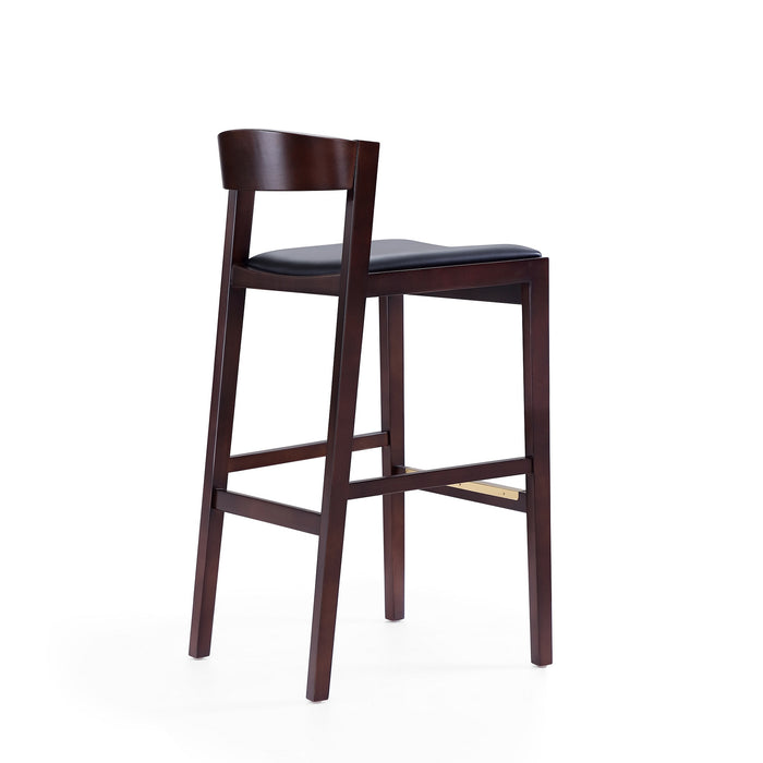 Manhattan Comfort Klismos 40.75\" Beech Wood Barstool - Black & Dark Walnut