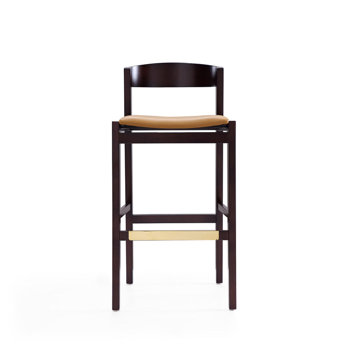 Manhattan Comfort Klismos 40.75\" Beech Wood Barstool - Camel & Dark Walnut