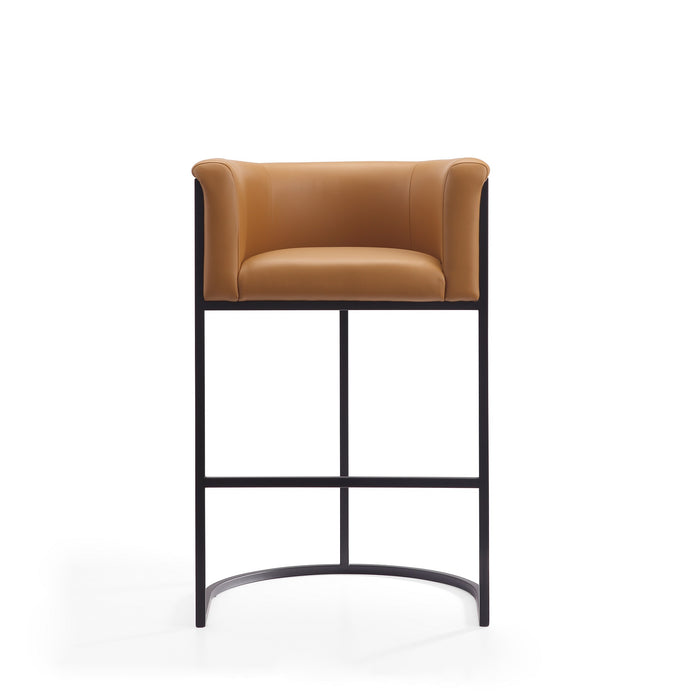 Manhattan Comfort Cosmopolitan 37.8\" Metal Barstool - Camel & Black