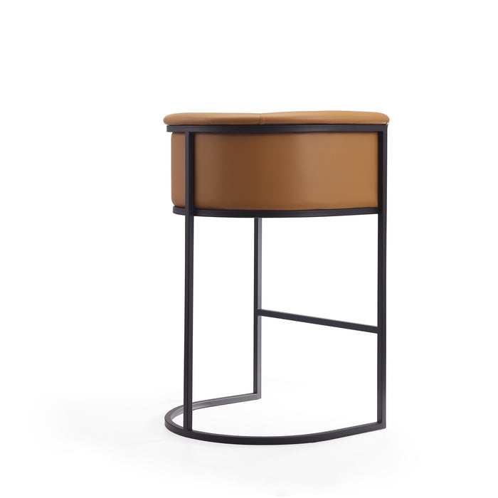 Manhattan Comfort Cosmopolitan 37.8\" Metal Barstool - Camel & Black