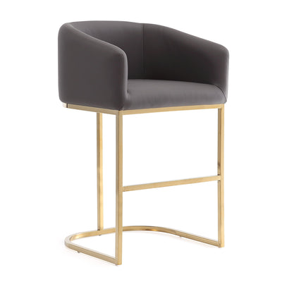 Manhattan Comfort Louvre 40" Stainless Steel Barstool - Grey & Black|Tabouret bar Louvre de Manhattan Comfort de 40 po en acier inoxydable - gris et noir