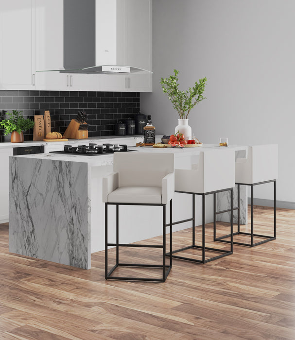Manhattan Comfort Ambassador 42\" Metal Barstool - Cream & Black