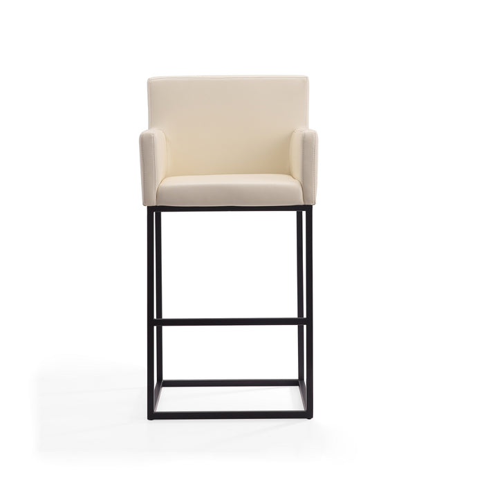 Manhattan Comfort Ambassador 42\" Metal Barstool - Cream & Black