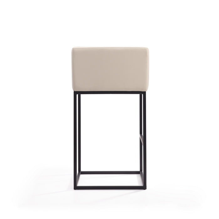 Manhattan Comfort Embassy 38\" Metal Barstool - Cream & Black