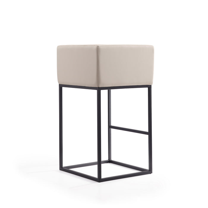 Manhattan Comfort Embassy 38\" Metal Barstool - Cream & Black