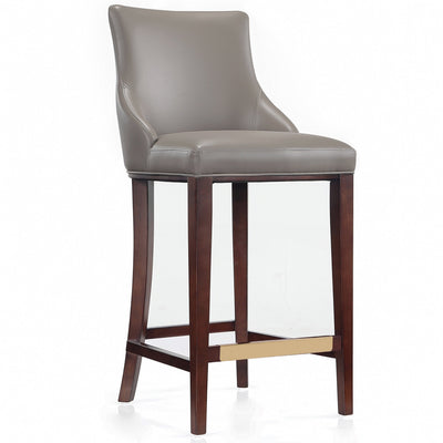 Manhattan Comfort Modern Shubert Barstool Upholstered Leatherette with Beech Wood Legs - Dark Taupe|Tabouret bar moderne Shubert de Manhattan Comfort avec revêtement en similicuir et pattes en hêtre - taupe foncé