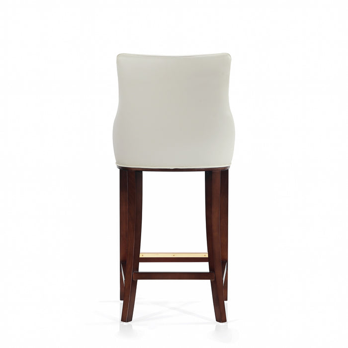 Manhattan Comfort Modern Shubert Barstool Upholstered Leatherette with Beech Wood Legs - Ivory