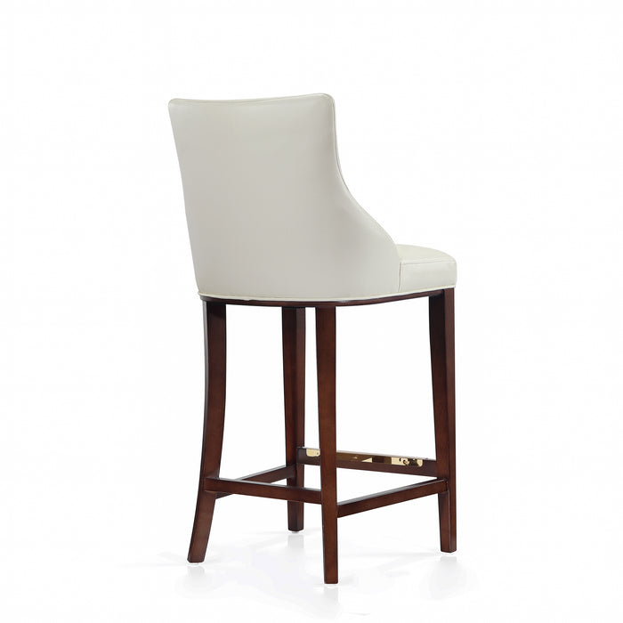 Manhattan Comfort Modern Shubert Barstool Upholstered Leatherette with Beech Wood Legs - Ivory