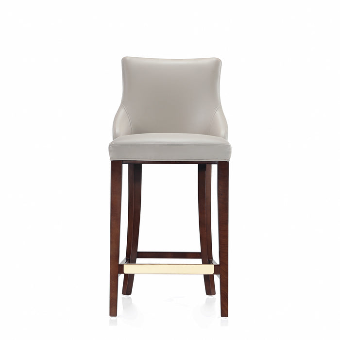 Manhattan Comfort Modern Shubert Barstool Upholstered Leatherette with Beech Wood Legs - Light Grey