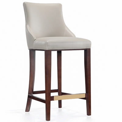 Manhattan Comfort Modern Shubert Barstool Upholstered Leatherette with Beech Wood Legs - Light Grey|Tabouret bar moderne Shubert de Manhattan Comfort avec revêtement en similicuir et pattes en hêtre - gris clair