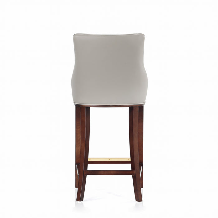 Manhattan Comfort Modern Shubert Barstool Upholstered Leatherette with Beech Wood Legs - Light Grey