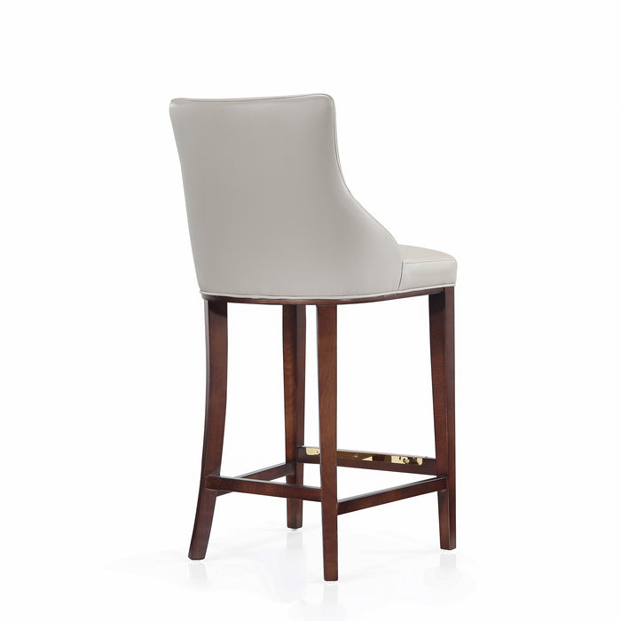 Manhattan Comfort Modern Shubert Barstool Upholstered Leatherette with Beech Wood Legs - Light Grey