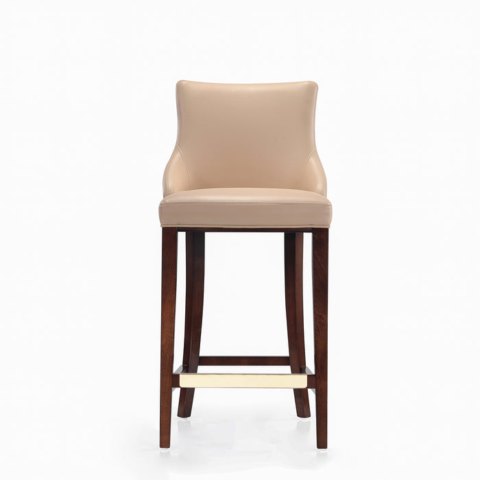 Manhattan Comfort Modern Shubert Barstool Upholstered Leatherette with Beech Wood Legs - Tan