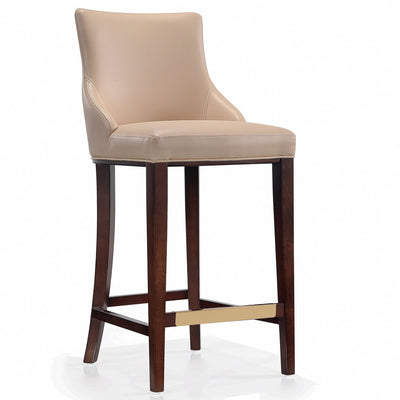 Manhattan Comfort Modern Shubert Barstool Upholstered Leatherette with Beech Wood Legs - Tan|Tabouret bar moderne Shubert de Manhattan Comfort avec revêtement en similicuir et pattes en hêtre - tan