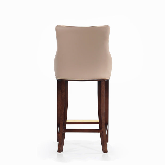 Manhattan Comfort Modern Shubert Barstool Upholstered Leatherette with Beech Wood Legs - Tan