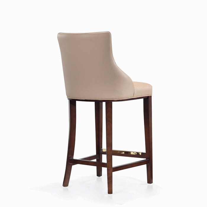 Manhattan Comfort Modern Shubert Barstool Upholstered Leatherette with Beech Wood Legs - Tan