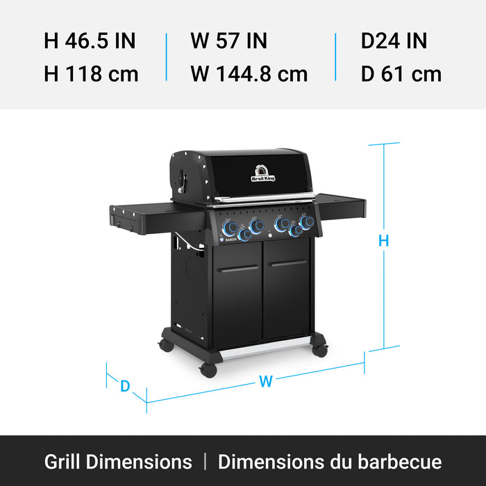 Broil King Baron 490 Pro Shadow 4-Burner 40,000-BTU Natural Gas BBQ - 674147 Grill
