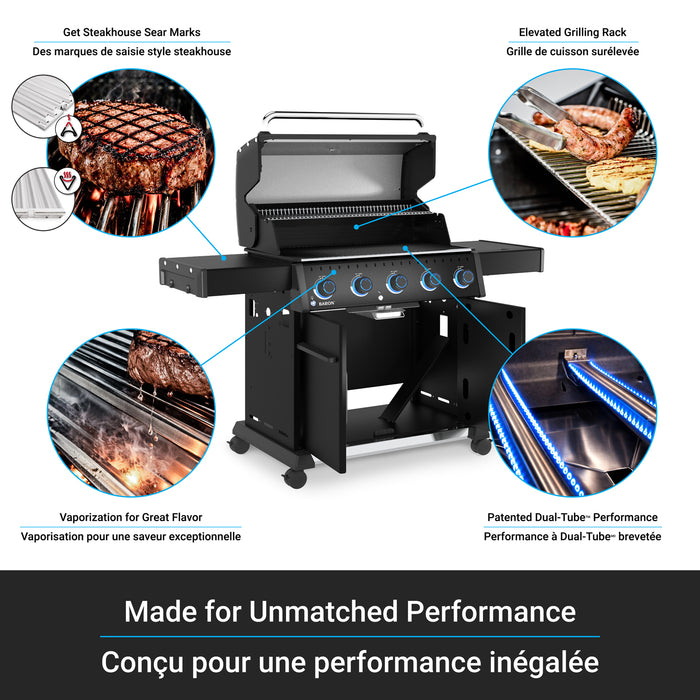 Broil King Baron 520 Pro Shadow 5-Burner 45,000-BTU Natural Gas BBQ - 675117 Grill