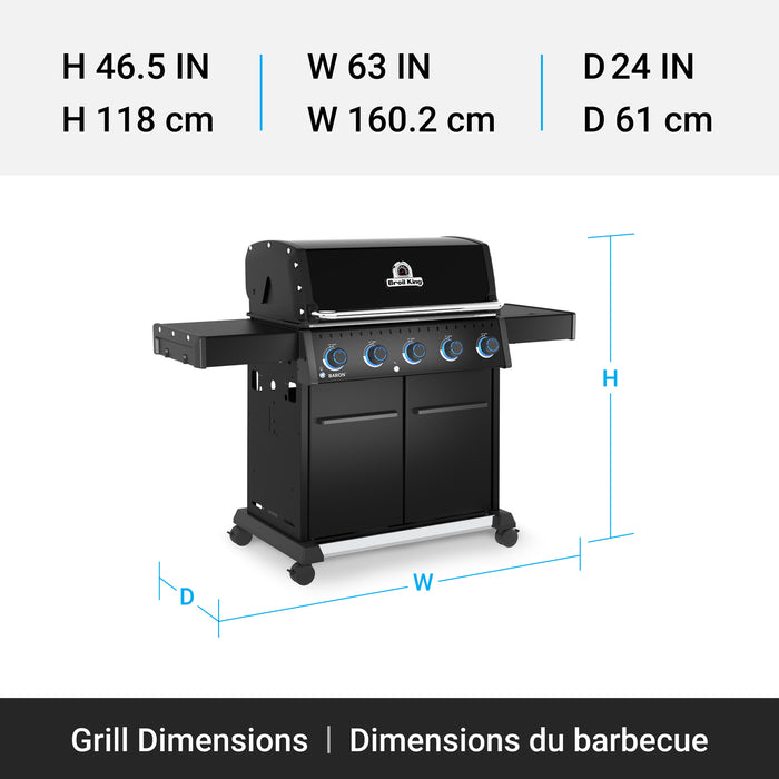 Broil King Baron 520 Pro Shadow 5-Burner 45,000-BTU Propane Gas BBQ - 675114 Grill