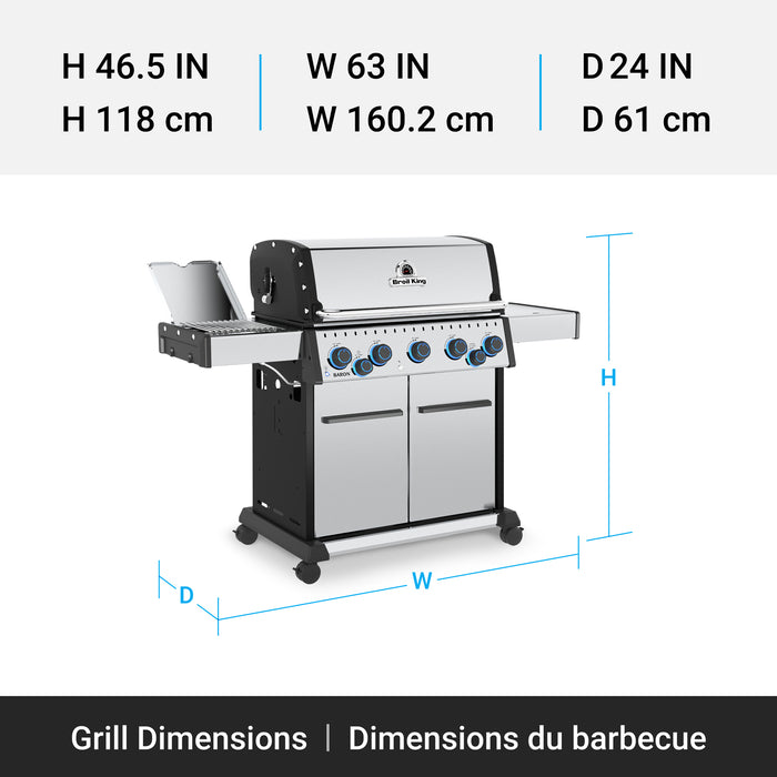 Broil King Baron S 590 Pro IR 5-Burner 45,000-BTU Natural Gas BBQ - 678347 Grill